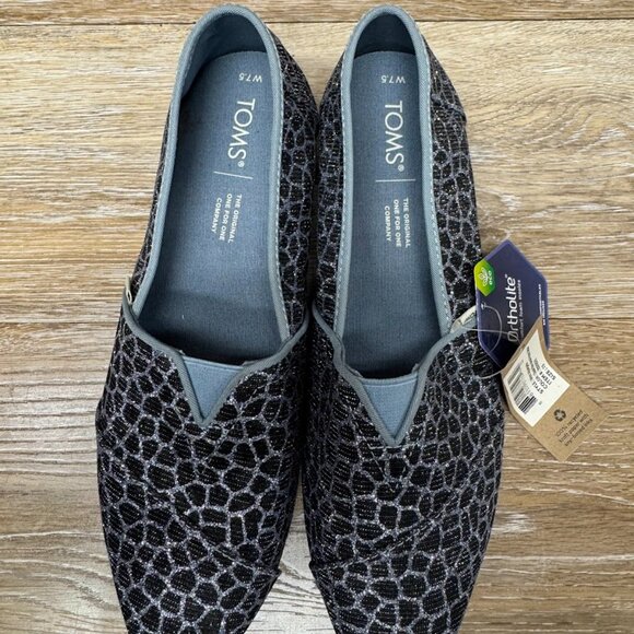 Toms Alpargata Silvery Blue Canvas Flats with ortho foam insoles NWT - Picture 2 of 6